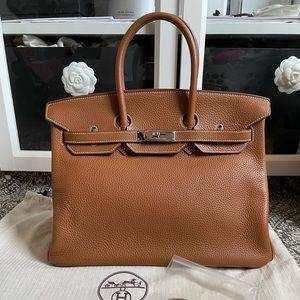 Sold Birkin 35 gold Togo with PhW
